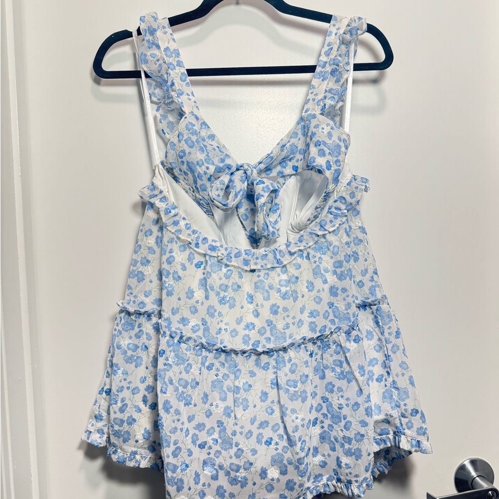 Floral Blue Mini Dress - Picture 3 of 11